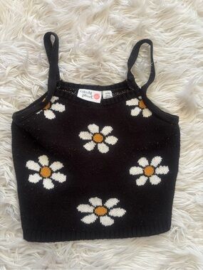 Colorful Planet Black Daisy Knit Crop Top